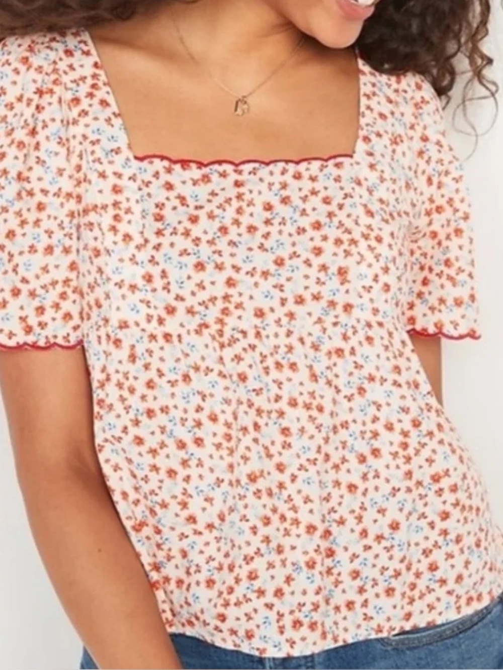 Old Navy Flutter-Sleeve Floral Swing Blouse Milkmaid babydoll dainty cottagecore